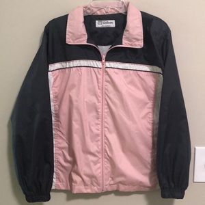 Wilson Windbreaker Jacket SZ L Full Zip Up Pink White